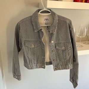 Zara Cropped Gingham Jacket XS